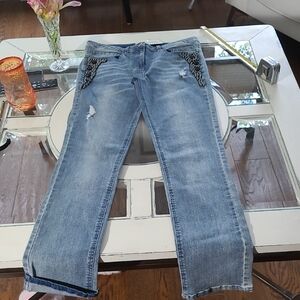 Stylish Blue Jeans with Embellished Details
